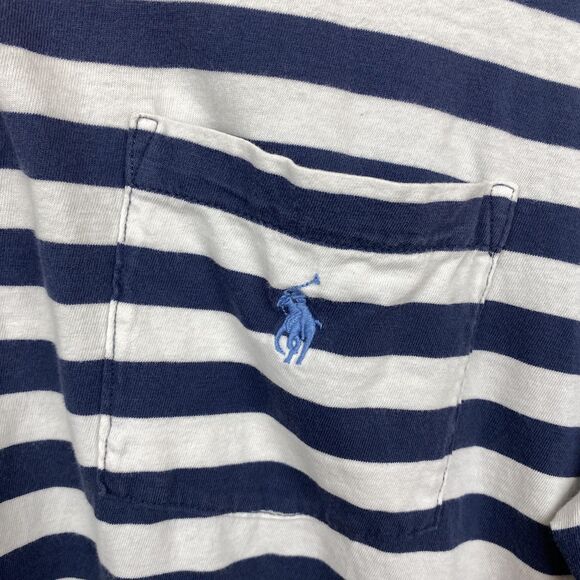 Polo Ralph Lauren Shirt Mens Large Blue White Striped Classic Fit‎ Pocket Pony - Picture 3 of 10